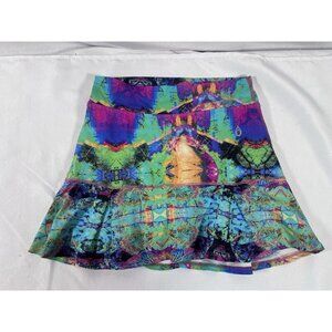 Donajo Dona Jo Sz 2 Colorful Surreal Print Pleated Tennis Pickleball Skirt Skort